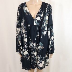 Johnny Was Boho Floral Print Dress with Lace SZ S
